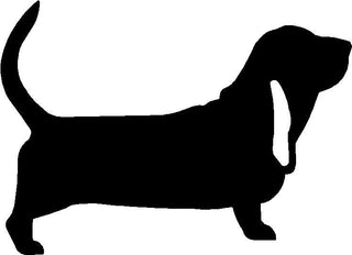 © A metal silhouette of a basset hound
