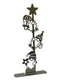 3 silver gnomes climbing a pole with a star