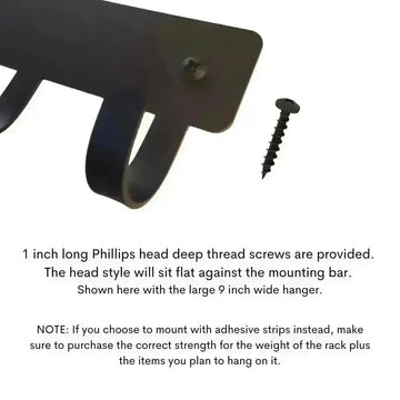Screws are provided for mounting. 1 inch long Philips head screws.