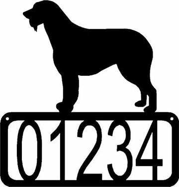 Open Rectangle with customizable numbers inside- Irish Wolfhound Silhouette on top-Irish Wolfhound Doghouse Address Sign