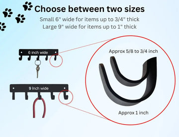Visuals of key rack lengths with hooks sizes for each
