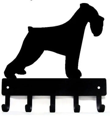 Miniature Schnauzer Natural Ear Key Rack/ Leash Hanger with 5 hooks