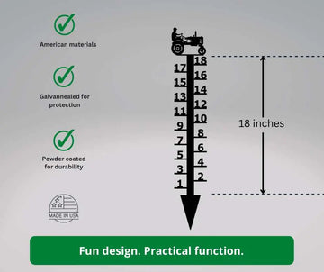 Tractor Snow Gauge: Measures up to 18" Snowfall - The Metal Peddler Snow Gauge automobile, farm, farmer, seasonal, snow gauge, tractor, winter
