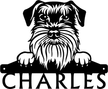Schnauzer Detailed Dog Face Welcome Sign or Custom Name The Metal Peddler