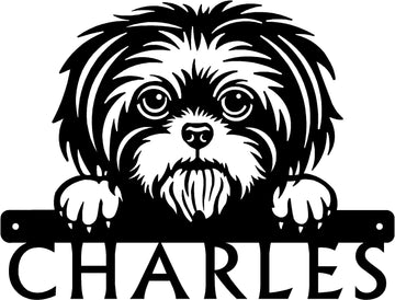 Shih Tzu Detailed Dog Face Welcome Sign or Custom Name The Metal Peddler