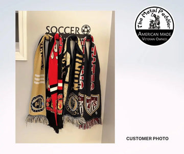 Customers image of a Soccer medal rack displaying their soccer scarves