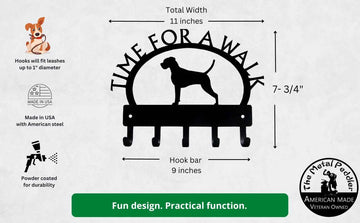 Boxer TIME FOR A WALK Dog Key Rack & Leash Holder - The Metal Peddler Key Rack Boxer, breed, Breed B, Dog, Inv-T, key rack, leash rack