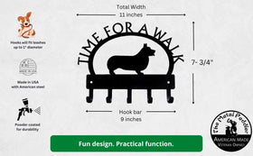 Corgi TIME FOR A WALK Dog Key Rack & Leash Holder - The Metal Peddler Key Rack breed, Breed C, Breed w, Corgi, Dog, Inv-T, key rack, leash rack