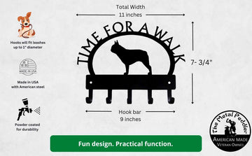 French Bulldog TIME FOR A WALK Dog Key Rack & Leash Holder - The Metal Peddler Key Rack breed, Breed F, Dog, French Bulldog, Inv-T, key rack, leash rack
