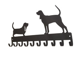 Choose any 2 breeds, shown here as Basset Hound and Bloodhound. Leash Hanger with 10 hooks