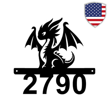 Youthful Dragon Address Sign – Open Number Metal Art The Metal Peddler