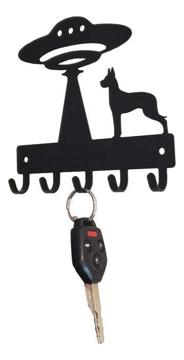 UFO & Great Dane Key Rack - The Metal Peddler Key Rack breed, Breed G, dad, dad myth, Dog, Great Dane, key rack, leash hanger, leash rack, ufo