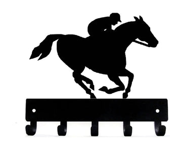 Jockey on Horse Key Rack/ Leash Hanger with 5 hooks