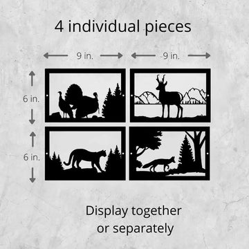 Animals are as shown:
Turkey, Antelope, Mountain Lion, Fox