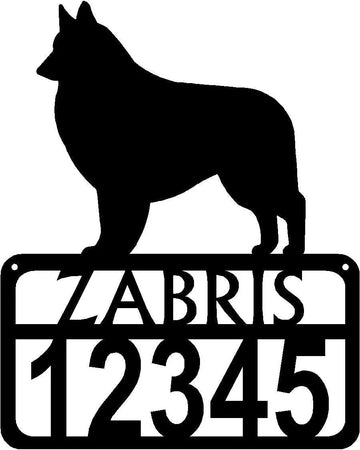 Personalized Dog Sign with Name & house numbers: Belgian Tervuren - The Metal Peddler Welcome Signs Address Sign, Belgian Shepherd, Belgian Tervuren, breed, Dog, House sign, Personalized Signs, personalizetext, porch