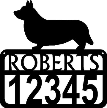 Personalized Dog Sign with Name & house numbers: Cardigan Welsh Corgi - The Metal Peddler Welcome Signs Address Sign, breed, Cardigan Welsh Corgi, Dog, House sign, Personalized Signs, personalizetext, porch