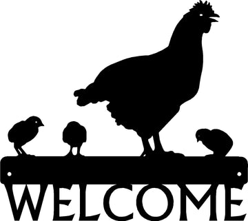 Hen & Chicks - Chicken Welcome Sign - The Metal Peddler Welcome Signs chicken, farm, porch, ranch, welcome sign