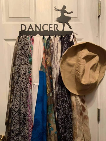 Dance Ballerina #2 Medal Rack with 10 hooks and the word DANCER next to a ballerina - custom option - The Metal Peddler Medal Holders ballerina, ballet, ballet dancer, dance, dance gifts, dancer, dancers, medal rack, personalized dance, Personalized Gifts, personalizetext