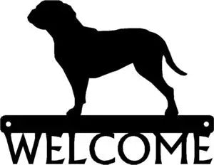 Doque de Bordeaux Dog Welcome Sign - The Metal Peddler Welcome Signs breed, Dog, Doque de Bordeaux, porch, Welcome sign