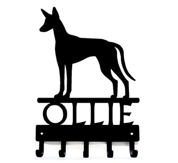 Ibizan Hound Dog key rack/ leash hanger with custom name - The Metal Peddler Key Rack Breed I, Dog, Ibizan Hound, personalized, Personalized Gifts, personalizetext