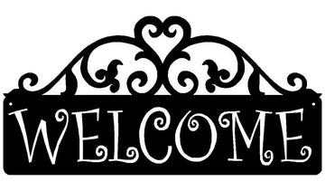 Welcome Sign - Curling Vines Scroll - The Metal Peddler  decorative, porch, scroll, welcome sign