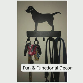A short video shows the labrador key hanger and leash holder