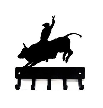 Bull Rider #01 - Rodeo Cowboy Key Rack with hooks - The Metal Peddler Key Rack bull rider, bullriding, country, Cowboy, farm, key rack, not-Dog, ranch, rodeo, western