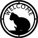 Cat #07 Round Welcome Sign - The Metal Peddler Welcome Signs cat, porch, Welcome Sign