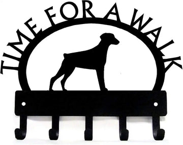 Doberman TIME FOR A WALK Dog Key Rack & Leash Holder - The Metal Peddler Key Rack breed, Breed D, Doberman, Dog, key rack, leash rack