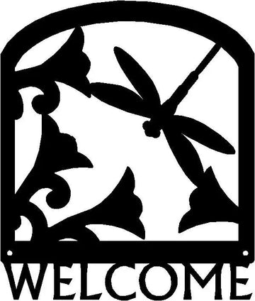 Dragonfly Welcome Sign - The Metal Peddler Welcome Signs dragonfly, flowers, garden, porch, Welcome sign