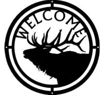 Elk Head Round Welcome Sign - The Metal Peddler Welcome Signs antlers, elk, porch, Welcome sign