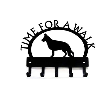 German Shepherd #1 TIME FOR A WALK Dog Key Rack & Leash Holder - The Metal Peddler Key Rack Alsatian, breed, Breed G, Dog, German Shepherd, German Shepherd Standing, GSD, key rack, leash rack