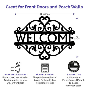 Double Vine Welcome Sign or Personalized Name Plaque - The Metal Peddler Welcome Signs decorative, Name plaque, personalized, personalized dance, Personalized Signs, personalizetext, porch, SALE, scroll, welcome sign