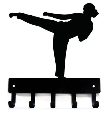 Karate Kick Female Key Rack - The Metal Peddler Key Rack karate, key rack, medal hanger, sport hooks, sports