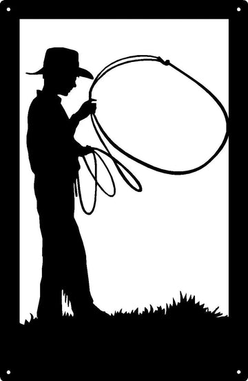 Cowboy Roper with Lasso Wall Art Sign 17x11 - The Metal Peddler 17x11, Cowboy, lasso, roper, western