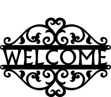 Double Vine Welcome Sign - The Metal Peddler Welcome Signs decorative, porch, scroll, welcome sign