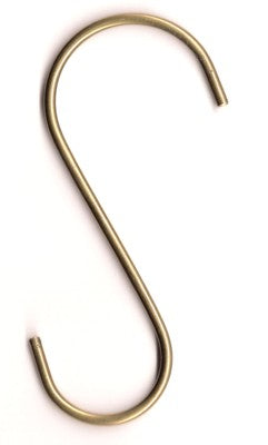 Brass Wide S Shaped Pot Rack Hooks (set of 4) - The Metal Peddler Pot Rack Hooks brass, hooks, pot hooks, storage hooks