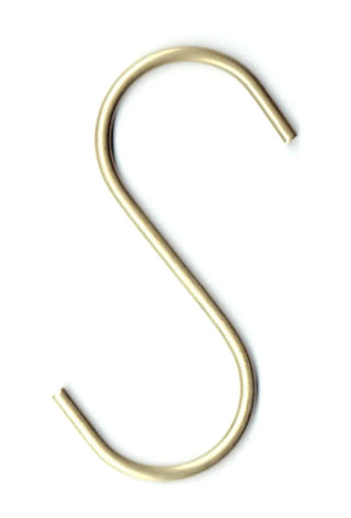 An S shaped brass post rack hook