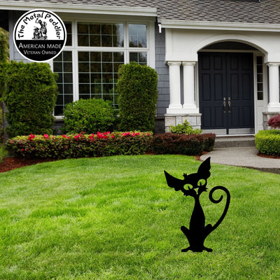Witches Cat Yard Stake or Shadow Caster for Halloween - The Metal Peddler Holiday Decor 01880- GS Witches Spooky Cat TheMetalPeddler.com