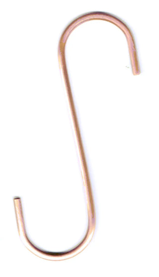 An elongated S shaped copper hook