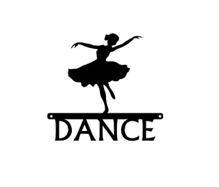 Ballet Dance Sign cut from metal, featuring a ballerina and the word DANCE