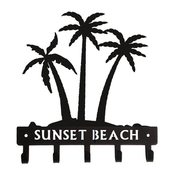 Palm trees key holder that says Sunset Beach