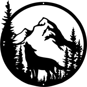 Wolf in the Mountains - Metal Wall Art - The Metal Peddler Wall Art Inv-T, mountain, mountains, not-Dog, wall art, wall decor, wildlife, wolf