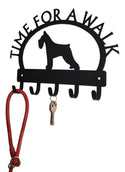 Miniature Schnauzer TIME FOR A WALK Dog Key Rack & Leash Holder - The Metal Peddler Key Rack Breed M, Dog, Inv-T, key rack, leash rack, Miniature Schnauzer