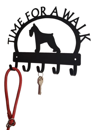 Miniature Schnauzer TIME FOR A WALK Dog Key Rack & Leash Holder