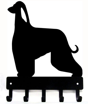 Afghan Hound ear cut out key rack/leash holder with 5 hooks