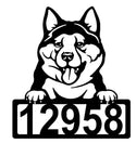 Akita Address Sign - Detailed Dog Design with Custom House Numbers The Metal Peddler