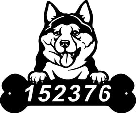 Detailed Akita Head and Dog Bone Custom Name or Numbers Sign The Metal Peddler