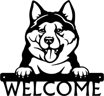 Akita Detailed Dog Face Welcome Sign or Custom Name The Metal Peddler