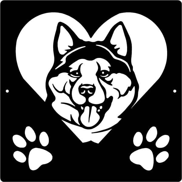 Akita Dog Sign with Heart